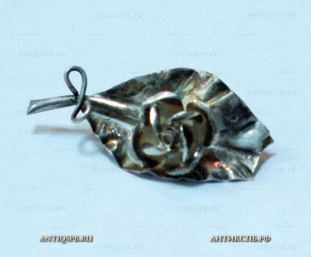 Брошь серебряная "Роза". №18122